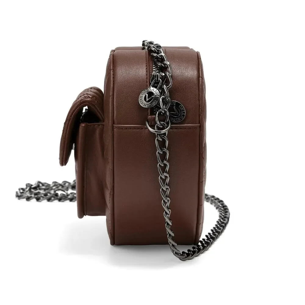Valentino Orlandi Heart Crossbody MSRP $139 NWT Brown Quilted Vegan Leather